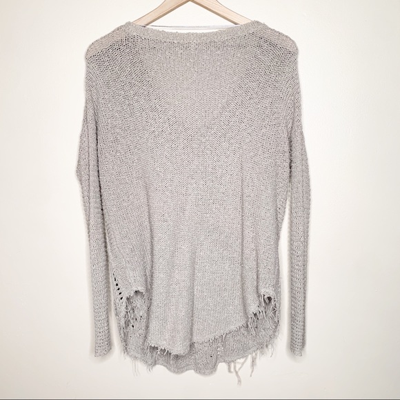 Free People Beige Loose Cable Knit V Neck sweater - Picture 5 of 5